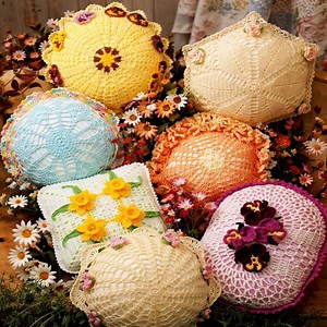 Crochet Pillows Pattern of 7 Flower Doily Pillows Wild Rose Pansy Jonquil 4ply - Etsy Australia