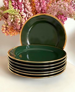 Price is for 1 Plate. French Bistro Rare Dark Green Pillivuyt France Porcelain With Gold Trim. Vintage 18 Cm Diameter Large Cake/side Plate - Etsy