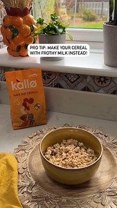 20K views | Frothy milk > normal milk 拏 Has anyone ever tried frothing their milk and then adding cereal on top?  Plus a bit of cheeky warm milk is perfect for these colder days 略 | Kallo | Facebook