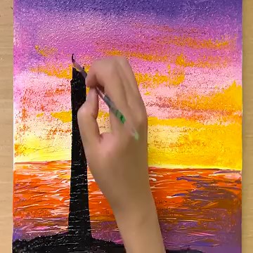2.4K views · 70 reactions | How to paint a simple lighthouse / Acrylic painting | HO Art | Facebook