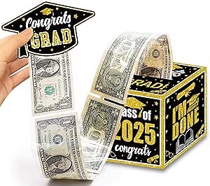 Amazon.com : Graduation Decoration Class of 2025 Money Box - Black and Gold Graduation Money Box for Cash Gift Pull Congrats Grad Card and 100Pcs Transparent Bags for Graduation Gift Party Supplies : Toys & Games