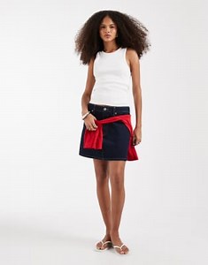 ASOS DESIGN - Mini-jupe trapèze à taille haute - Bleu brut | ASOS