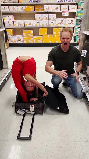Hiding a Contortionist in a Suitcase and Buying it #shorts | Jordan Matter Family