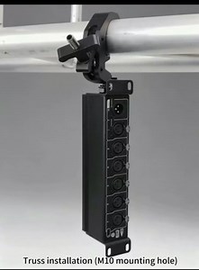 6-port DMX RDM Splitter, Opto-isolated, Open-DMX USB, Power/DMX Through Connectors, Anodized Aluminum 1/2 Rack, 10“/19"Rack/Truss-mount(M10 hole)