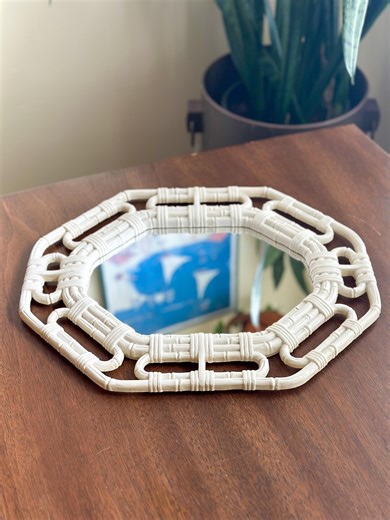 Vintage White Faux Bamboo Mirror Homco Wall Hanging Vertical or Horizontal - Etsy