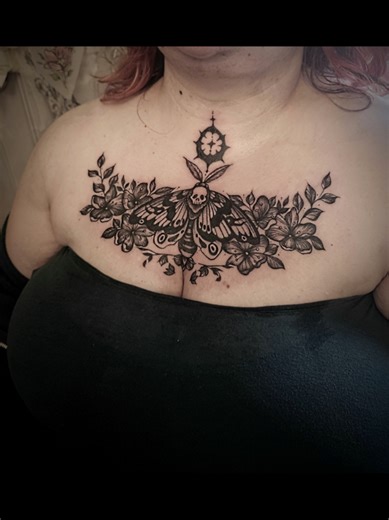 Stunning Death Head Moth Chest Piece Tattoo