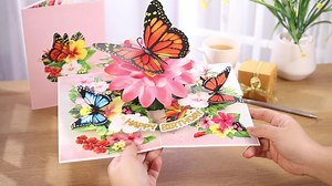 Ribbli Butterfly Birthday Card - 3D Pop Up Card,Morpho Butterfly Card,Mothers Day Card, Anniversary,Thinking Of You,Get Well,Butterfly Gifts For Her,Women,Wife,Daughter,Girl,Mom,Girlfriend