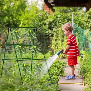 Cucumber Trellis for Raised Bed, Cucumber Trellis Adjustable Size for Climbing Plant Outdoors with Climbing Net and Plant Support Clip, Trellis for Cucumbers for Vegetable Grape Tomato Bean Pea