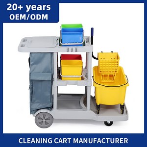 [Hot Item] Hotel Airport Hall Janitorial Supplies Plastic Polyprepylene PP Durable Cleaning Trolley Housekeeping Cart