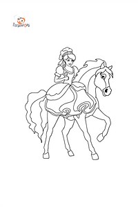 Desen de colorat Printesa pe cal ♥ Online și Imprimați Gratuit!