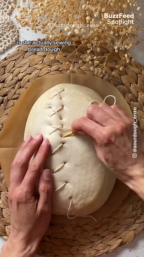 Is she sewing the bread?? Follow @sourdough_enzo for more! | BuzzFeed Food