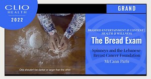 Congratulations to 2022 #ClioHealth Grand Winner in Branded Entertainment & Content | Health & Wellness: "The Bread Exam" by McCann Paris for Spinneys - Lebanon and Lebanese Breast Cancer Foundation. Thanks to baking, self-checking went from a taboo to a tradition for Lebanese women in The Bread Exam. #ClioHealth22 | The Clios
