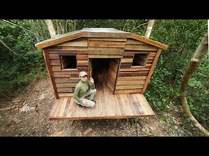 Building Complete Survival Bushcraft Shelter On Tree , Start To Finish