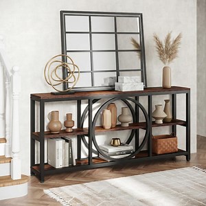 Farmhouse Console Table, Round Frame Accent, 70.9" - Etsy