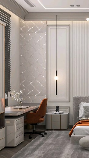 1K views | Neoclassical master bedroom design features opulent...