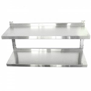 [Hot Item] Factory Commercial Catering Restaurant Hotel Kitchen Adjust Stainless Steel Wall Shelf Mounted with Adjustable Two Layers Hanging Shelves Rack