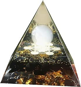 Orgonite Pyramid for Positive Energy Chakra Orgone with Crystal Healing Stones Attract Wealth Wisdom Meditation Gift (Rose Quartz - Obsidian)