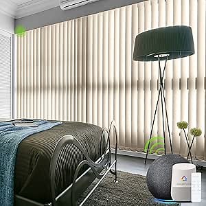 Yoolax Motorized Vertical Blind, Smart Blackout Sliding Door Shades, Blinds for Sliding Glass Doors with Alexa Google Home, Suitable for Sliding Patio Glass Doors Window, Custom Size, Coffee