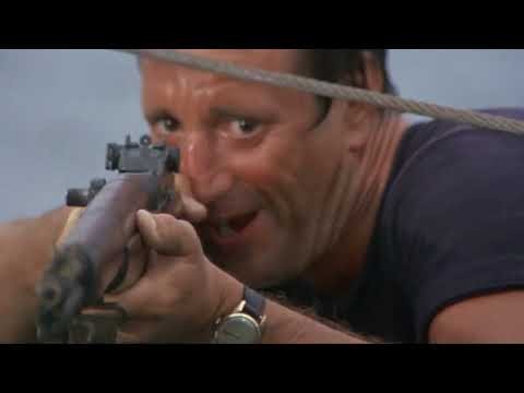 Jaws 1975 Brody Blows up the Shark scene