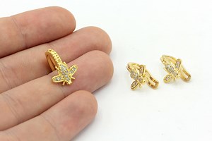 Gold Plated CZ Micro Pave Bee Earrings, Non-pierced Earrings, Gold Bee Earring, Simple Earrings, Gold Ear Cuff, Dainty Ear Cuff - Etsy