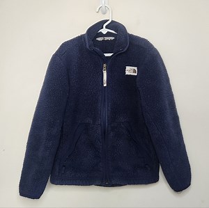Boys The North Face Navy Blue Fleece Jacket Sz Snall 7/8