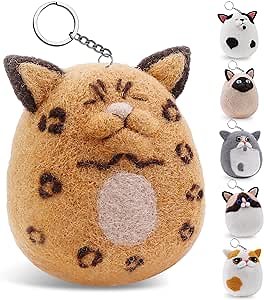 SOCNITC Needle Felting Kit Wool Felting Kit Craft Kit Needle Felting Supplies with 4 Pcs Felting Needles, Felting Pad, Instructions and Tools for DIY Needle Felting Cat Dolls