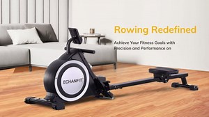 ECHANFIT Rowing Machine - Magnetic Row Machine for Home, Foldable Rower with 350 LB Max Capacity, Bluetooth Fitness App with LCD Monitor for Full Body Workout