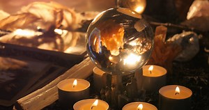 Psychic Medium Table Reading Setup Stock Footage SBV-316980292 - Storyblocks