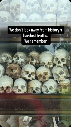 Today we visited Choeung Ek, one of the Killing Fields just outside Phnom Penh. Walking through the memorial—past the stupa filled with thousands of skulls, the mass graves, and the tree against which children were killed—the weight of what happened here is inescapable. We don’t shield our children from the difficult truths of history. Not to frighten them, but because understanding human suffering is essential to developing empathy, moral courage, and the conviction to stand against hatred. The
