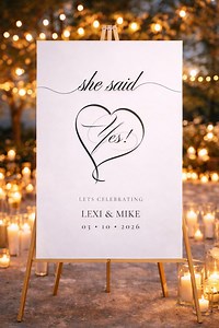 She Said Yes Sign Template | Engagement Party Welcome Sign | Editable Canva Printable | Minimalist Bridal Decor - Etsy UK