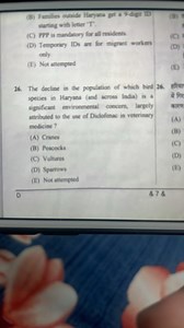 Question:The decline in the population of which bird species ... | Filo