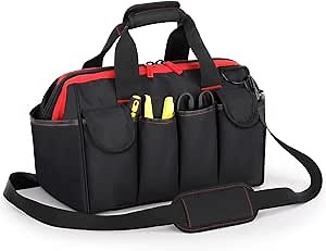 Tool Bag Organizer, 16-inch Tool Bags for Men with 17 Pockets and Adjustable Shoulder Strap, Portable Tool Box Home Essentials