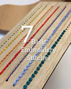 Learn 7 basic embroidery stitches to use on my "Stitch on Wood" templates or to implement on fabric. ❤️🪡 It has never been so easy to capture the principles of these stitches. Which one is your favorite? #embroidery #learntostitch #embroideryonwood #embroiderytutorial #diy #handmade #madeindubai #madeinuae #damngoodstitch #howto #howtoembroider #asmr | Raspberry.stitches