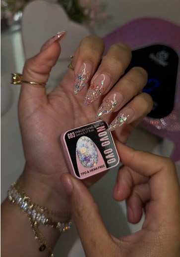 Replying to @Aysjaaa This is the glitter I used! “G03” from @MUTIOVO & NOVO OVO @MUTIOVO #novoovo #glittergel #gelpolish #diynails #diynailsathome