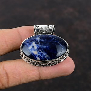 Oval Sodalite Pendant: Handmade 925 Sterling Silver Vintage Jewelry - Etsy