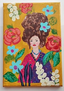 Woman with flowers original art