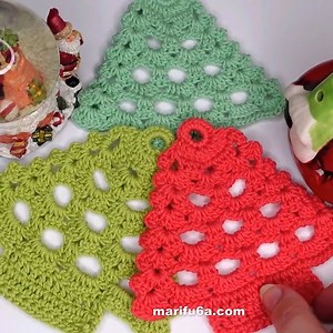 17K views · 55 reactions | crochet Christmas tree doily/ motif/hot pad/coaster/pattern pdf + Video#crochet #christmas #newyearseve #crocheting #croche #newyear #christmas #christmasdecor | Crochet&Knitting by marifu6a | Facebook