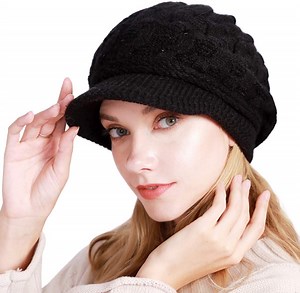 DOVACKA Women Winter Warm Beanie Knit Hat Soft Lined Snow Ski Caps with Visor - Walmart.com
