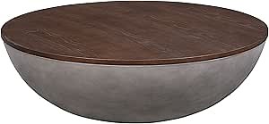 Amazon.com: Benjara 48 Inch Round Coffee Table with Wood Top and Concrete Base, Natural Brown and Gray : Home & Kitchen