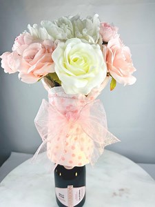 Floral Wrapped Wine Bottle Topper: Pink & White Bouquet - Etsy