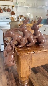 HOP into Easter with this easy chocolate Easter bunny decor DIY🐇 Using our Playful Friends Bunny Decor Statues, this Easter DIY project transforms bunny decor into delicious-looking (but totally inedible) chocolate Easter bunnies! This easy, fun project is perfect for adding a touch of vintage Easter decor charm to your home. And bonus - this chocolate bunny diy will last forever because it will never melt or get eaten! 😉 While that particular bunny set is HOPPILY sold out, we’ve got another b