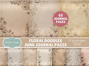 Floral Doodles Junk Journal Pages | 63 Hand-drawn Printable Floral Sketches for Art Journals Scrapbooking Creative Writing Memory Keeping - Etsy Canada