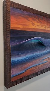 53 reactions · 5 comments | A hand-carved frame is the final touch "Ember Sands" (34"×18") Acrylic on carved oak plywood #surfart #woodcarving #surf #oceanart #woodart #woodartist #surfing #hawaii #Oahu #northshore #northshoreoahu #3dart #wave #waves #sunset #beach #beachlife | Nathan Ledyard Art | Facebook
