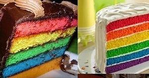 BOLO ARCO-ÍRIS: este dispensa apresentações e merece ir direto pra o caderno!