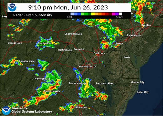 25 reactions | Midnight Radar Update: A bulk of the activity has shifted into central VA while grazing portions of southern MD. Otherwise, some residual showers will continue to move toward the DC metro. Any severe weather concerns are confined to the southern waters. | US National Weather Service Baltimore/Washington | Facebook