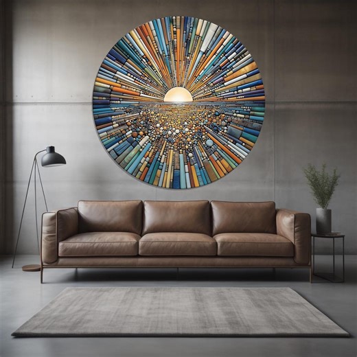 Stained Tempered Glass Round Wall Art: Modern Abstract Decor - Etsy