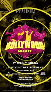 Club platinum’s finest night Bollywood night Enjoy your happy hours and free cocktails for all ladies in happy hours 🥂 Residential Djs Bidhan Punit Black Palten Marty | Club Platinum