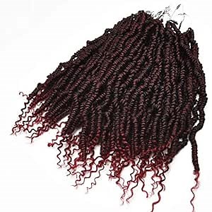 Spring Twist Crochet Hair (14inch,#1B/BUG,6pcs) Bomb Twist Curly Ends Passion Twist Hair Extensions