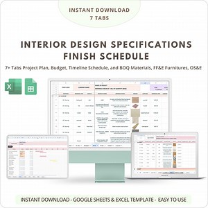 Interior Design Specification Template: Renovation Planner (google Sheets & Excel) - Etsy