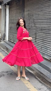 22K views · 202 reactions | Fresh arrivals !! Pure cotton embroidery dress available now . Size:38,40,42,44 Note: Model is wearing size 38 Color option white and pista green | Tara Clothing Collection | Facebook